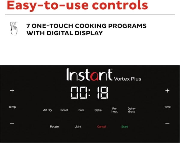 Instant Vortex Plus Quart 7-in-1-Multi-Use Air Fryer 140-3000-01,10QT, Silver,Black - Image 4