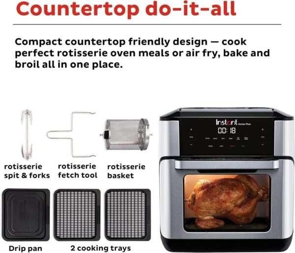 Instant Vortex Plus Quart 7-in-1-Multi-Use Air Fryer 140-3000-01,10QT, Silver,Black - Image 6