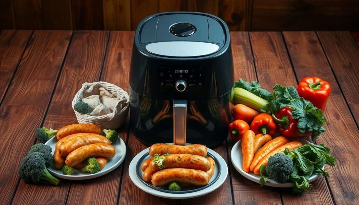 10-Minute Air Fryer Chicken Sausage and Veggies