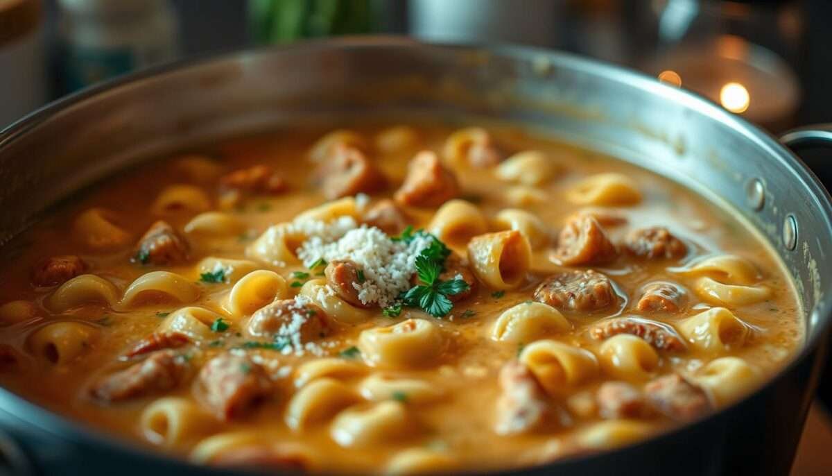 Creamy Parmesan Italian Sausage Ditalini Soup - Easy DIY Recipes