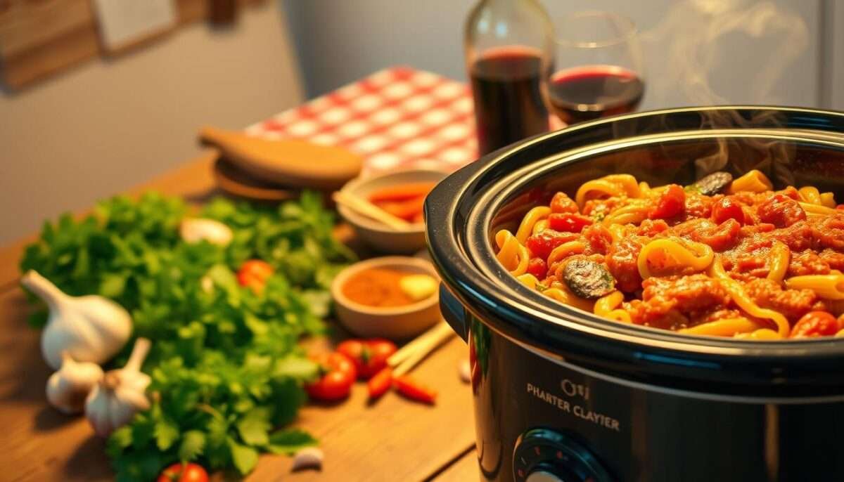 Easy Crock Pot Italian Chicken Pasta Recipe