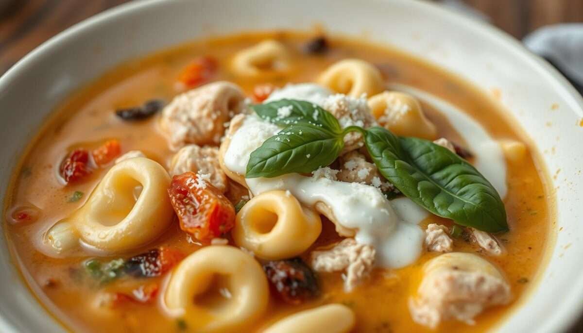 Indulgent & Creamy Tuscan Chicken Tortellini Soup