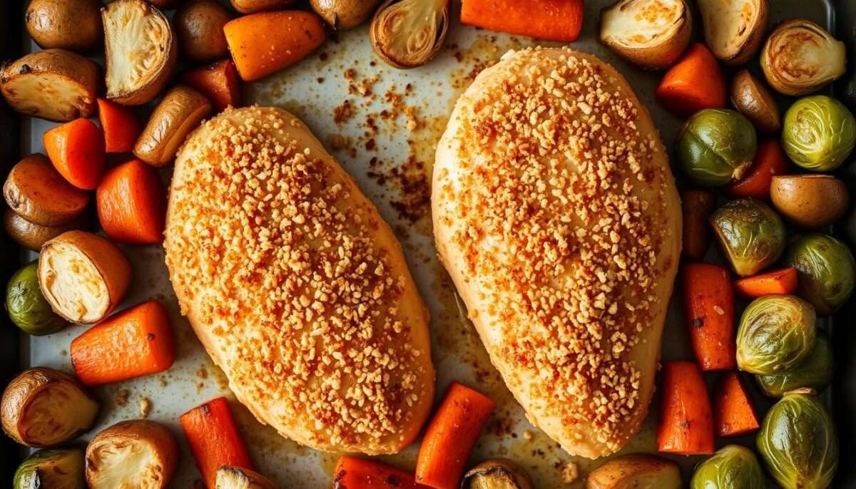 Parmesan Crusted Chicken Sheet Pan Dinner