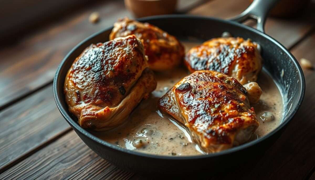 Skillet Chicken Thighs with Cream Sauce