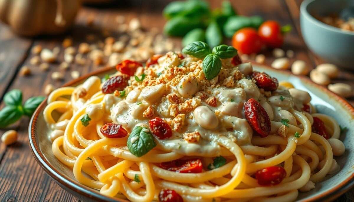 Vegan Creamy Tuscan White Bean Pasta