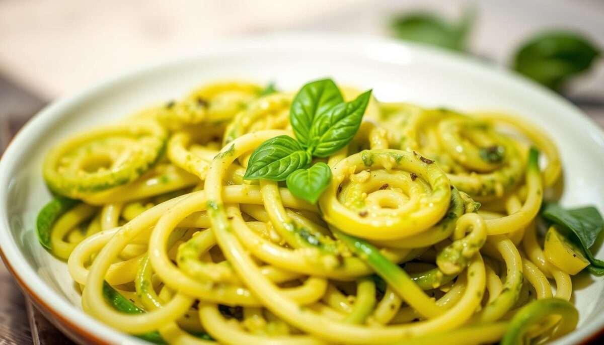 Vegan Zucchini Noodles with Avocado Pesto