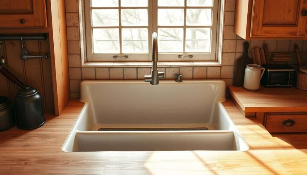 farmhouse sink and countertop