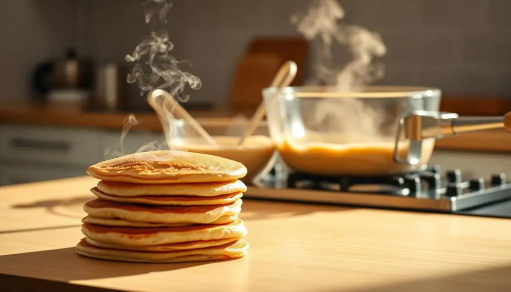 vegan pancake cooking process