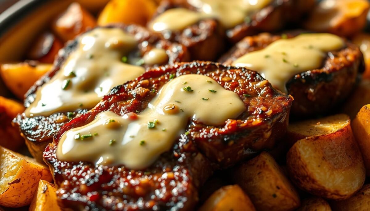 Garlic Butter Steak Bites and Potatoes -