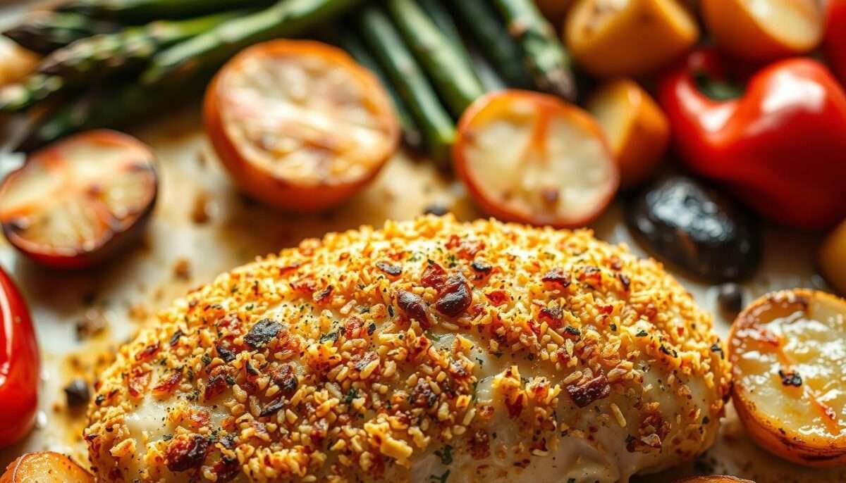 Parmesan Crusted Chicken Sheet Pan Dinner