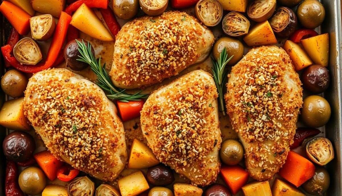 Parmesan Crusted Chicken Sheet Pan Dinner