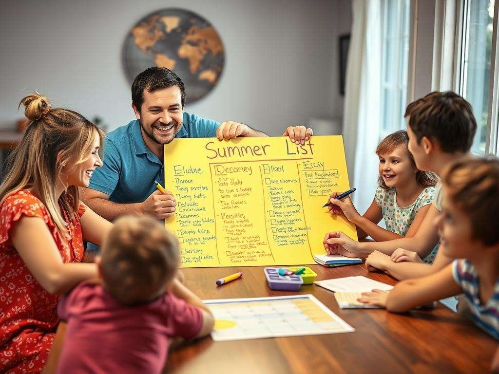 Family planning their 2025 Summer Bucket List together