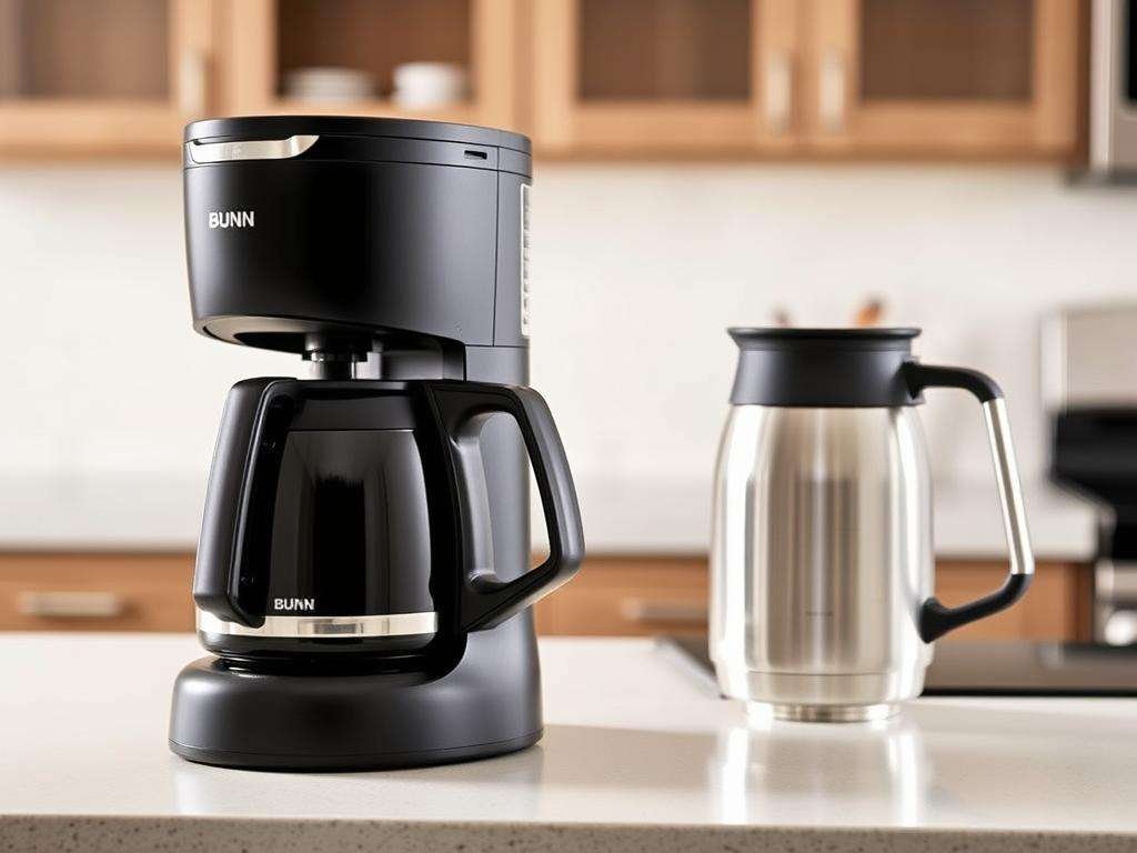 BUNN 55200 CSB3T Speed Brew Platinum Thermal Coffee Maker on kitchen counter BUNN 55200 CSB3T Speed Brew Platinum Thermal Coffee Maker on kitchen counter