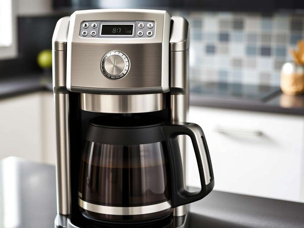 Breville Precision Brewer with thermal carafe showing its digital display and brewing controls Breville Precision Brewer with thermal carafe showing its digital display and brewing controls