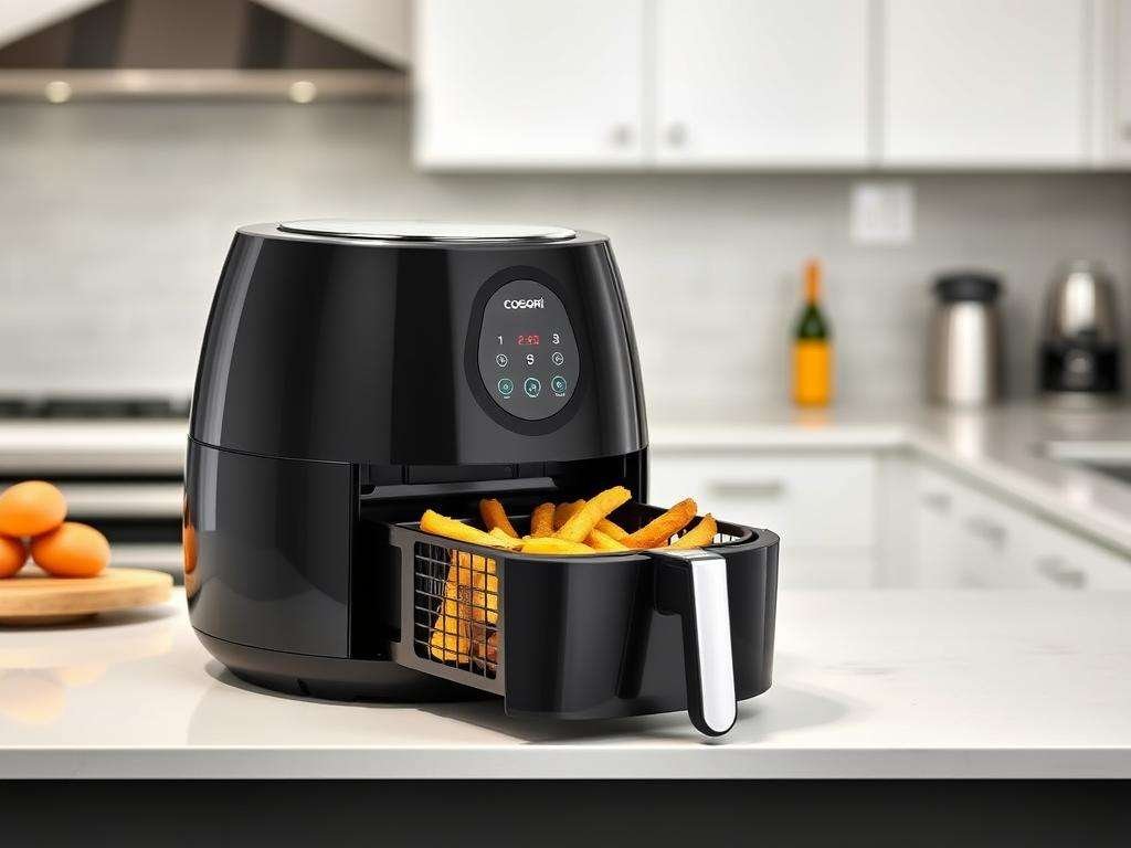 COSORI TurboBlaze 6.3qt air fryer with food being prepared COSORI TurboBlaze 6.3qt air fryer with food being prepared
