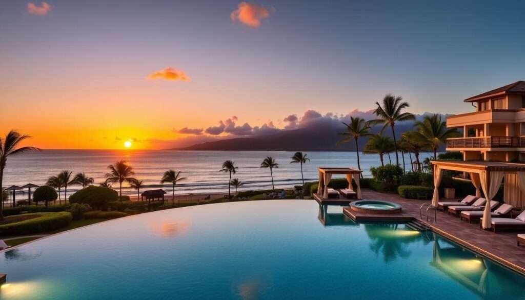 Hotel Wailea, one of the best beachfront resorts in Maui for couples, showing its infinity pool and ocean views