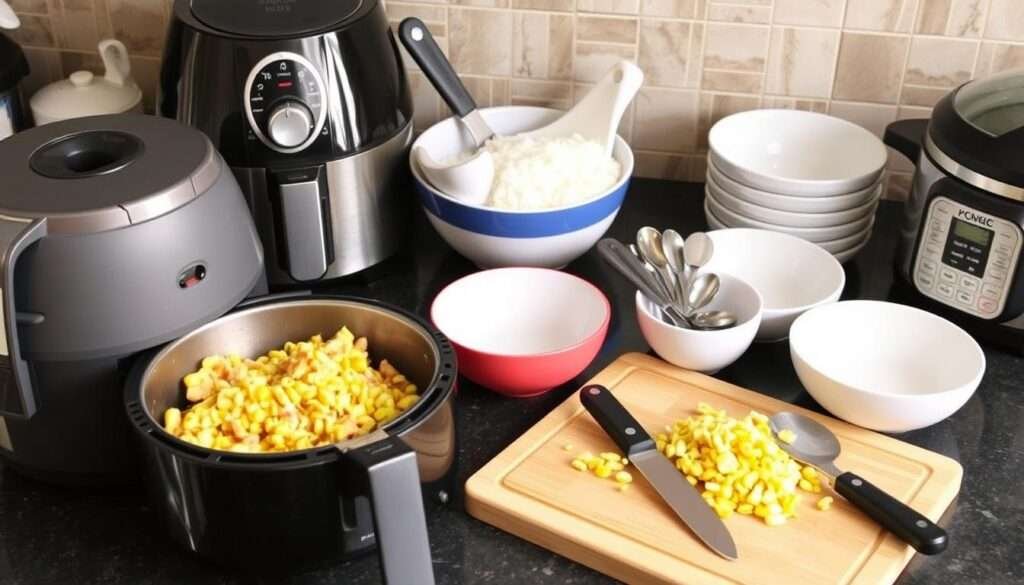 Kitchen equipment needed for making Street Corn Chicken Rice Bowl