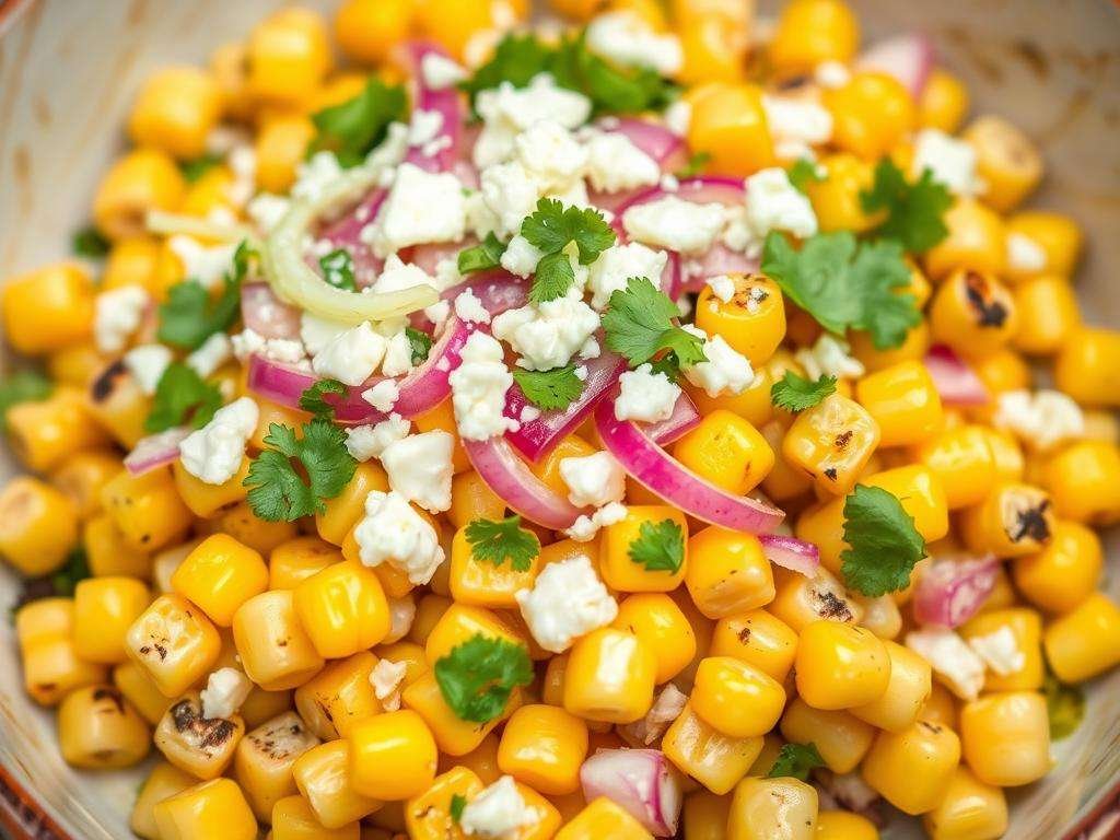Mexican street corn mixture with cotija cheese and spices