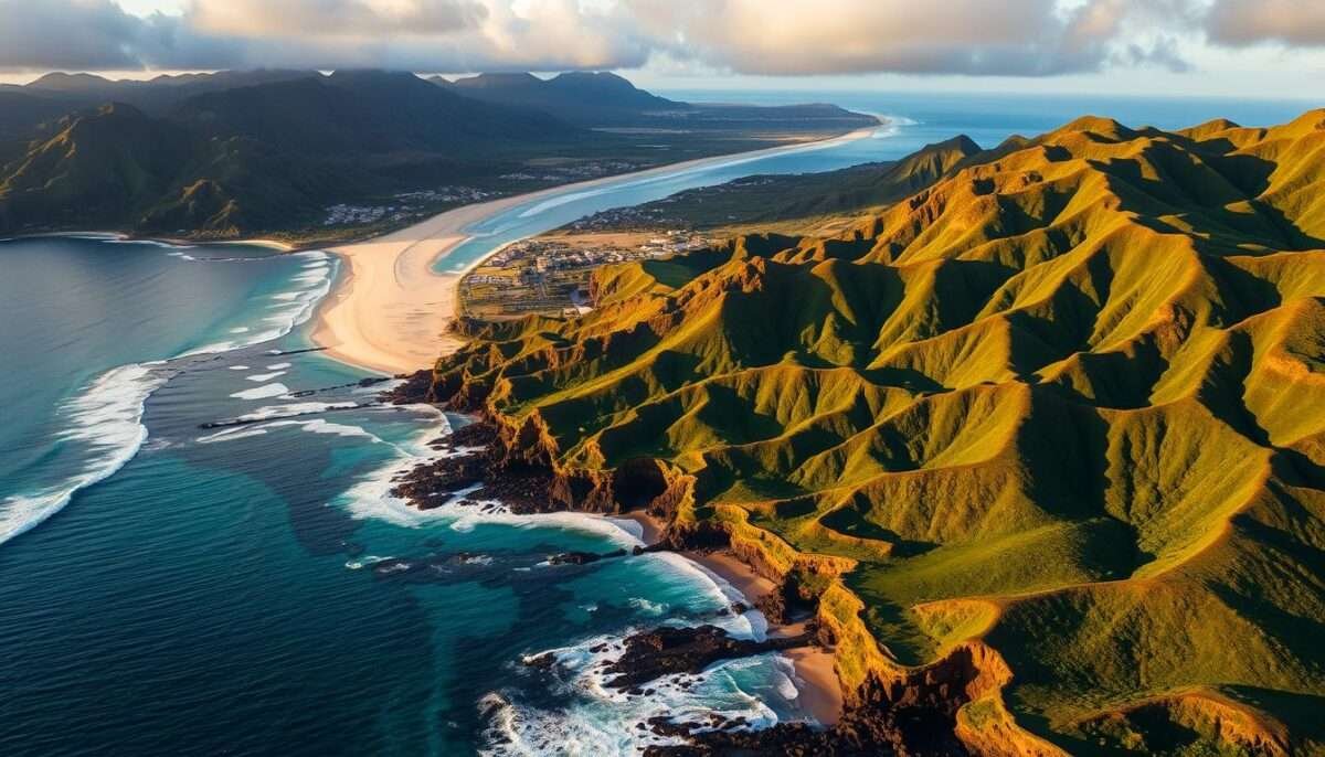 Aerial view of Hawaii's coastline showcasing the diverse landscape perfect for a 2025 tropical getaway