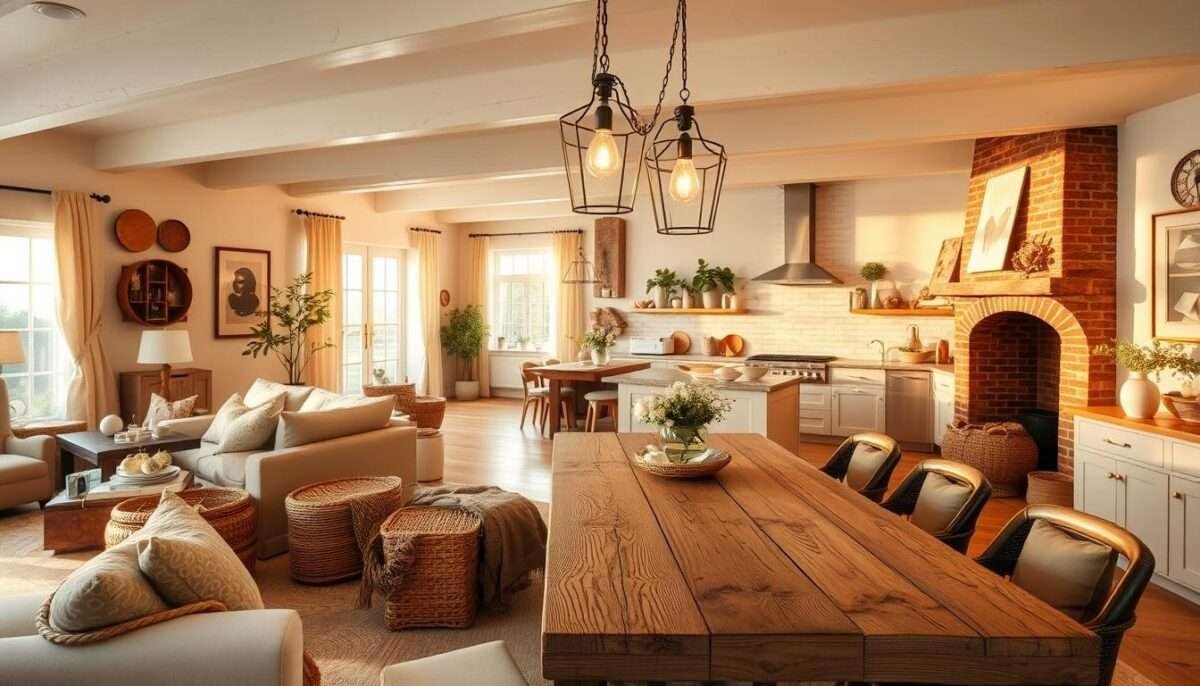 Warm Cozy Living Room and Kitchen Combo Ideas