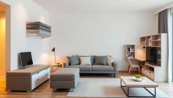 Beautiful view of Small Minimalist Living Room Decor With Hidden Storage