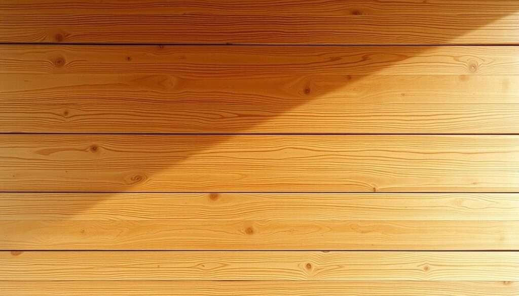 A rustic shiplap pattern with a warm, natural aesthetic. The wooden boards are arranged in a clean, fan-shaped design, creating a rhythmic and visually interesting texture. The lighting is soft and diffused, casting gentle shadows that accentuate the grain and imperfections of the wood. The overall atmosphere is cozy and inviting, evoking a sense of farmhouse charm and character. The camera angle is slightly elevated, allowing the viewer to appreciate the full composition and the interplay of light and shadow across the shiplap surface.