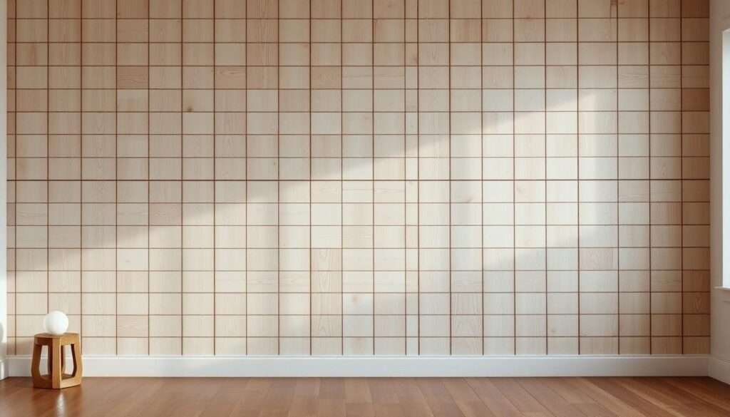 A warm, rustic farmhouse-style shiplap backdrop with natural wood panels in a distressed, whitewashed finish. The backdrop fills the frame, creating a cozy, inviting atmosphere. Soft, directional lighting casts gentle shadows, highlighting the texture and grains of the wood. The scene has a soft, diffused focus, with the shiplap taking center stage, creating a visually appealing, magazine-worthy backdrop for a cozy farmhouse-inspired living room scene.