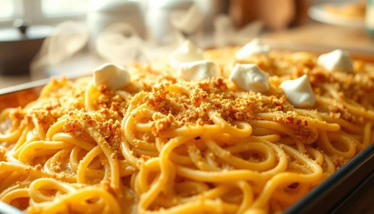 Baked Cream Cheese Spaghetti Casserole