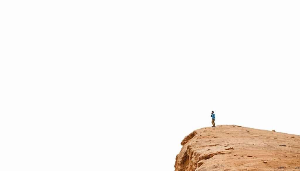 Cropping idea: negative space crop emphasizing small subject in vast environment