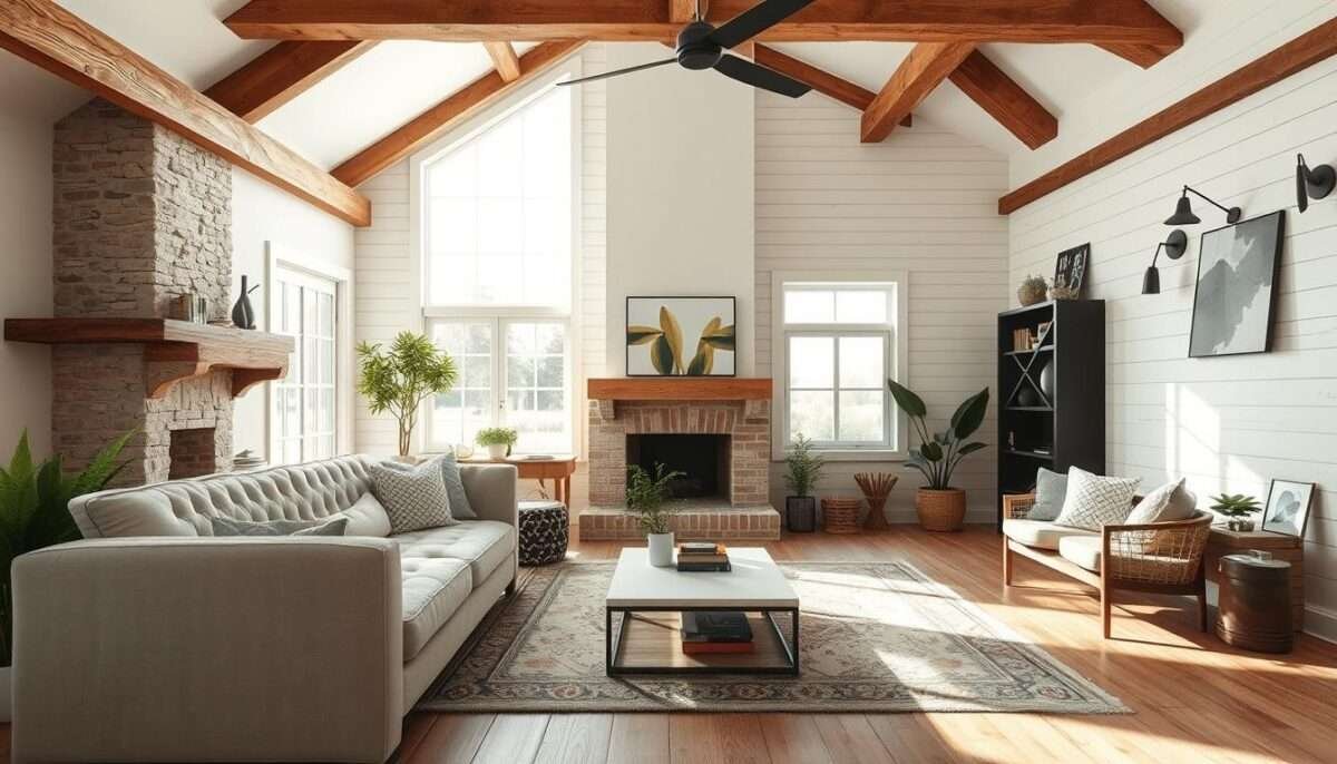Mixing Modern & Rustic | Farmhouse Living Room Decorating Ideas