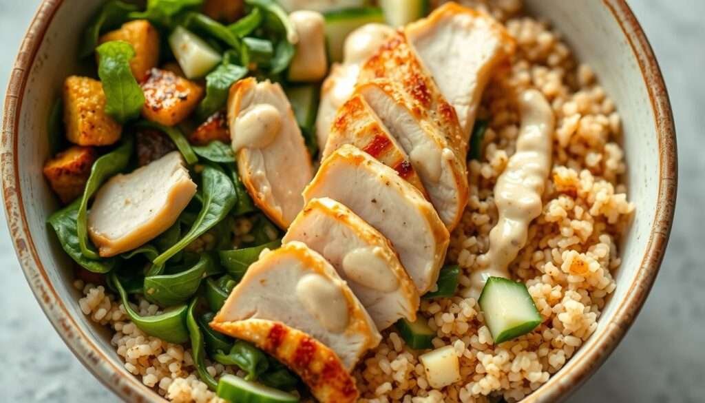 bowl with quinoa and chicken