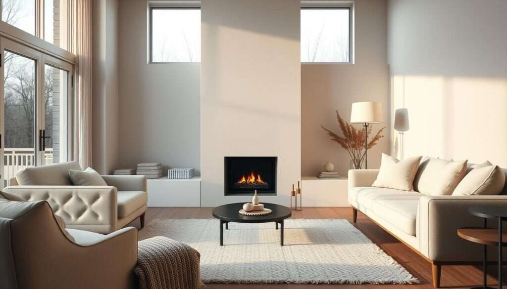 cozy fireplace layout