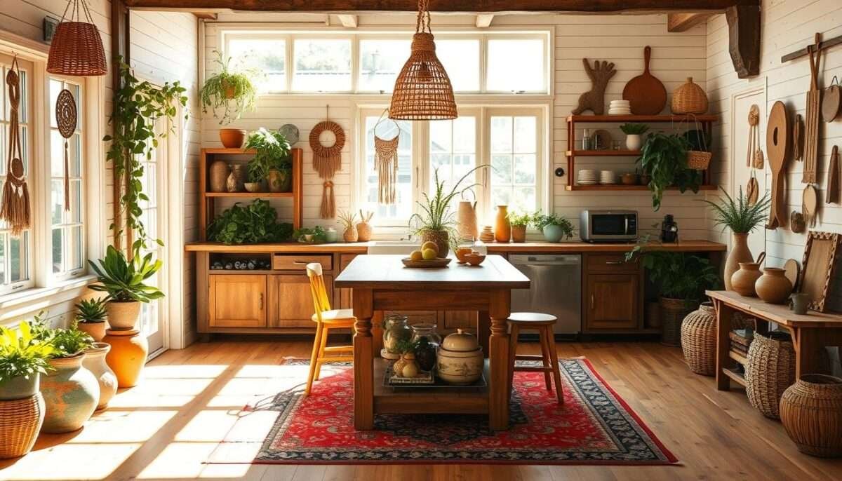 modern boho kitchen, boho kitchen decor hecks