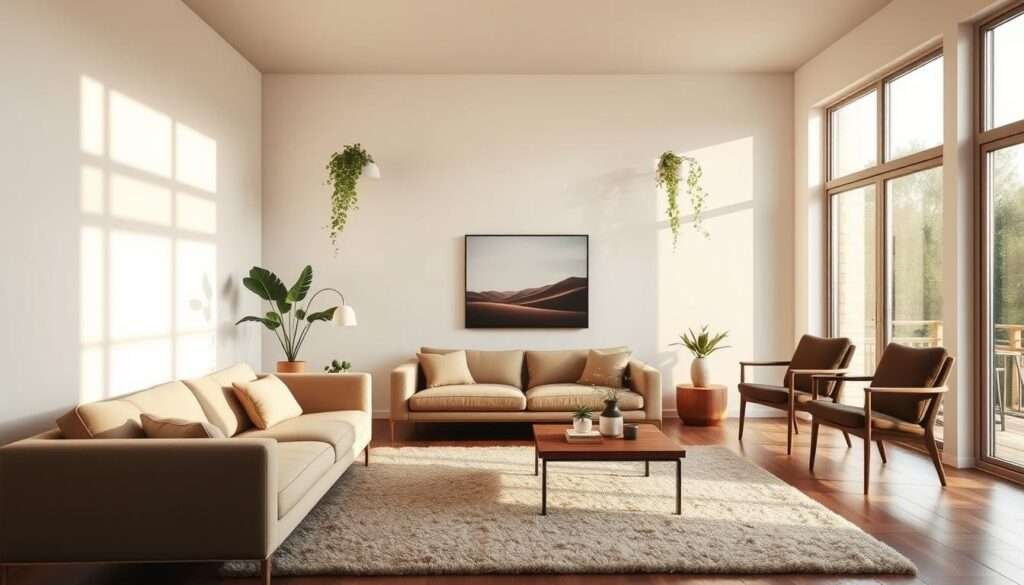 warm minimalism living room
